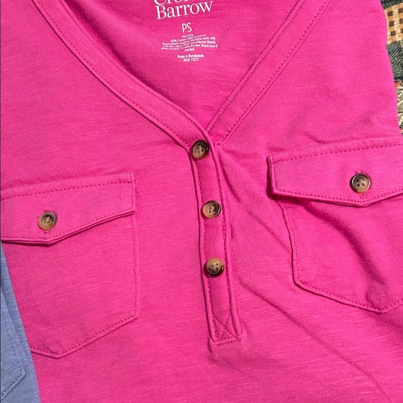 Croft & Barrow Perriwinkle and Pink Button-Up Tops - Picture 4 of 12